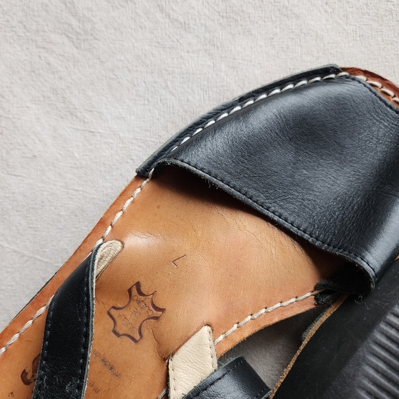 Pons Avarcas Black Leather Ankle Sandals - Picture 4 of 4